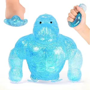Squishy Monkey Sugar Stress Balls for Adults Kids, Malt Sugar Monkey Sensory Fidget Toys, Slow Rising Squeeze Ball for Anxiety Relief, Fun Stretchy Stress Toys for Boys and Girls, Party Favors (Blue)