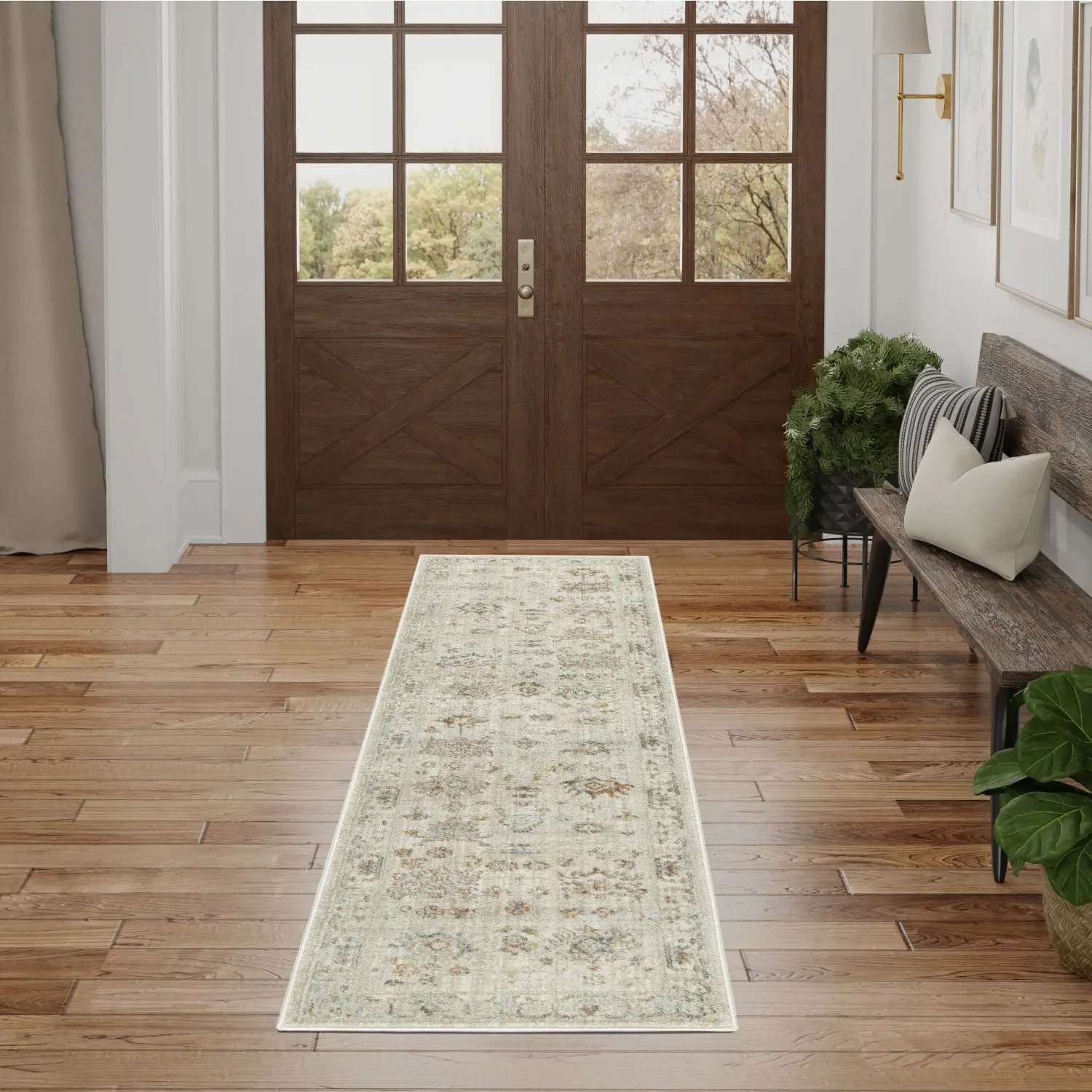 Nourison Traditional Persian Casual Area Rug - Shed-Free Living Room Rug with Short Fringe, Classic Motifs, Versatile Indoor Style, Home Decoration Mat, Living Room Rugs, Rug Style