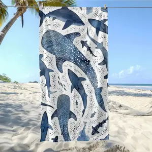 Romantic ocean style whale shark pattern Beach Towel children adult Beach Towel soft and comfortable Sand Free Beach Towel SandproofQuick Dry Pool Towel