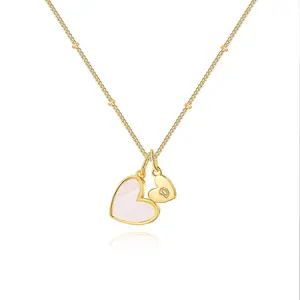 Heart Initial Necklace for Women, 18K Gold Plated Letter A-Z Pendant Necklace Dainty Heart Necklaces Tiny Initial  Birthday Gifts for Women Jewelry
