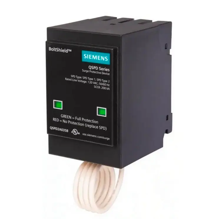 Siemens QSPD2A035B Genuine OEM BoltShield Indoor Surge Protection Device - 35kA, 120/240V, 10kAIC, UL Listed, Thermal Magnetic Trip, Plug-In Design, for Residential Electrical Systems, 10 Kaic