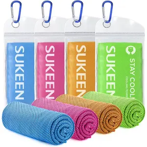 Sukeen Cooling Towels 4 Pack (40"X 12"), Microfiber Cool Towel,Soft Breathable Chilly Towel for Yoga, Golf, Gym, Camping, Running, Workout & More Activities Sukeen