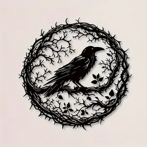 Gothic Art Metal Raven Wall Art, Unique Bird Wall Decor on Branch, Halloween and Fall Decoration, Perfect Gift for Wildlife Lovers