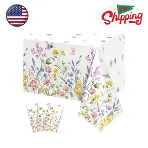 3 Pack Wildflower Plastic Tablecloths, 54 X 108Inch