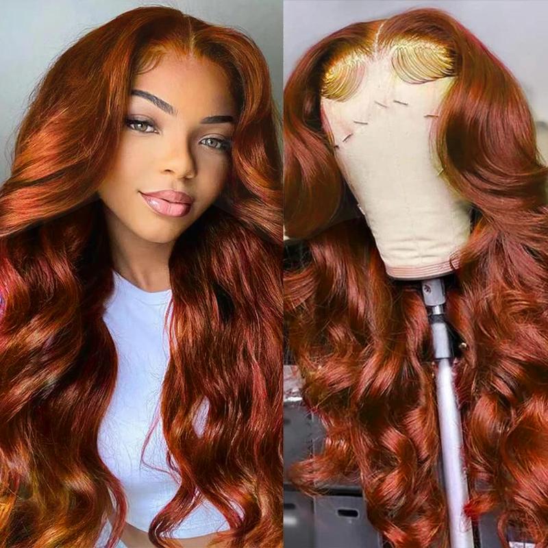 Bling Hair Reddish Brown Human Hair Wigs #33 13x4 Body Wave Lace Frontal Wigs For Women Auburn Colored 13x6 Lace Frontal Wigs On Sale 180% Density