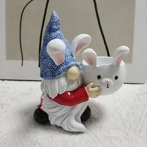 Whimsical Easter Gnome Figurines for Shelf Mantel Party Decor with Bunny Design Perfect for Festive Home Decor