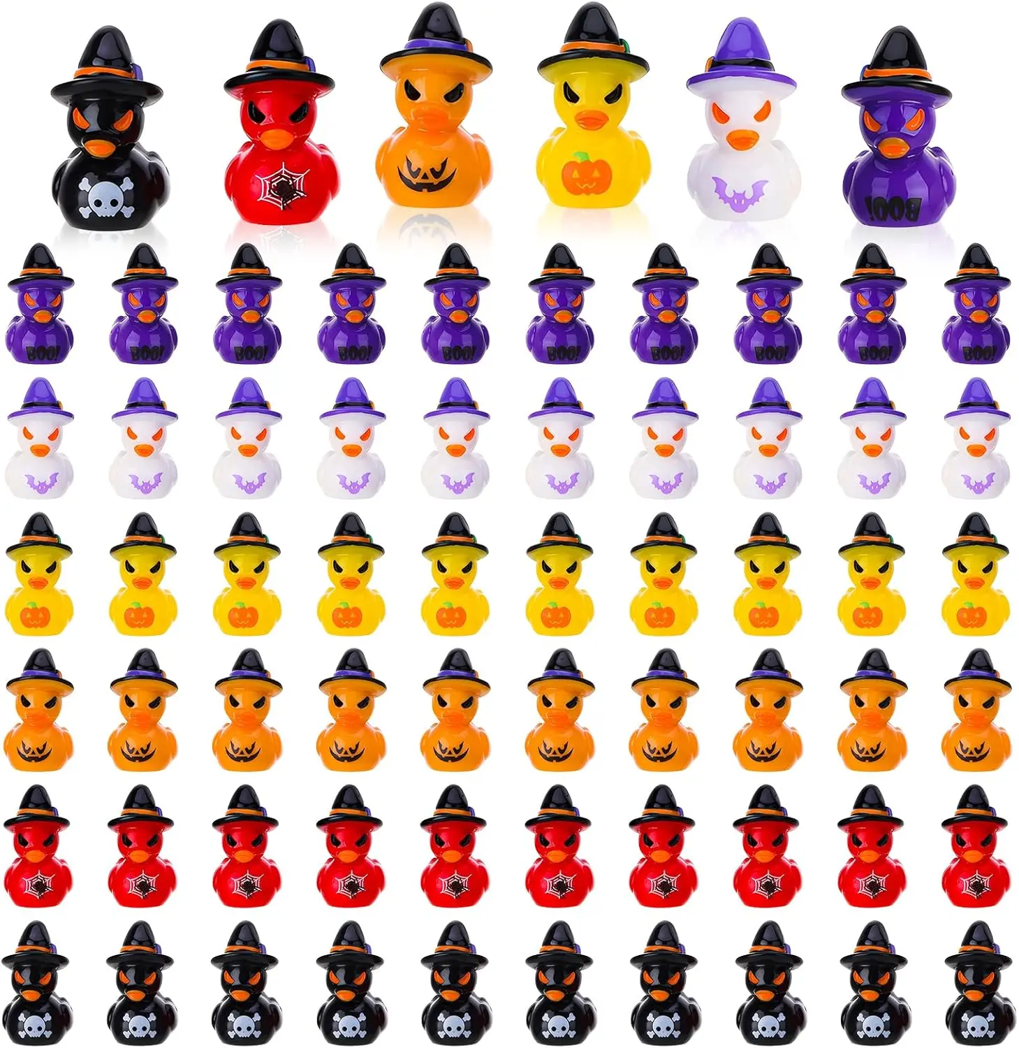 60PCS Halloween Mini Resin Ducks with Witch Hats – Tiny Duck Figurines for Fairy Gardens, DIY Crafts, Miniature Landscapes, Party Favors & Halloween Table Deco