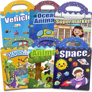 Clearance Sale-3D Reusable Jelly Sticker Book For Children,Cute And Random 7 Themes Stikers:Space,Supermarket,Dinosaur,Human Body,Ocean,Animals,Vehicles,Quiet AndBusy Book For 3-7 Years, Away From The Screen,Birthday Gifts,Unisex,Parent Interactive Games