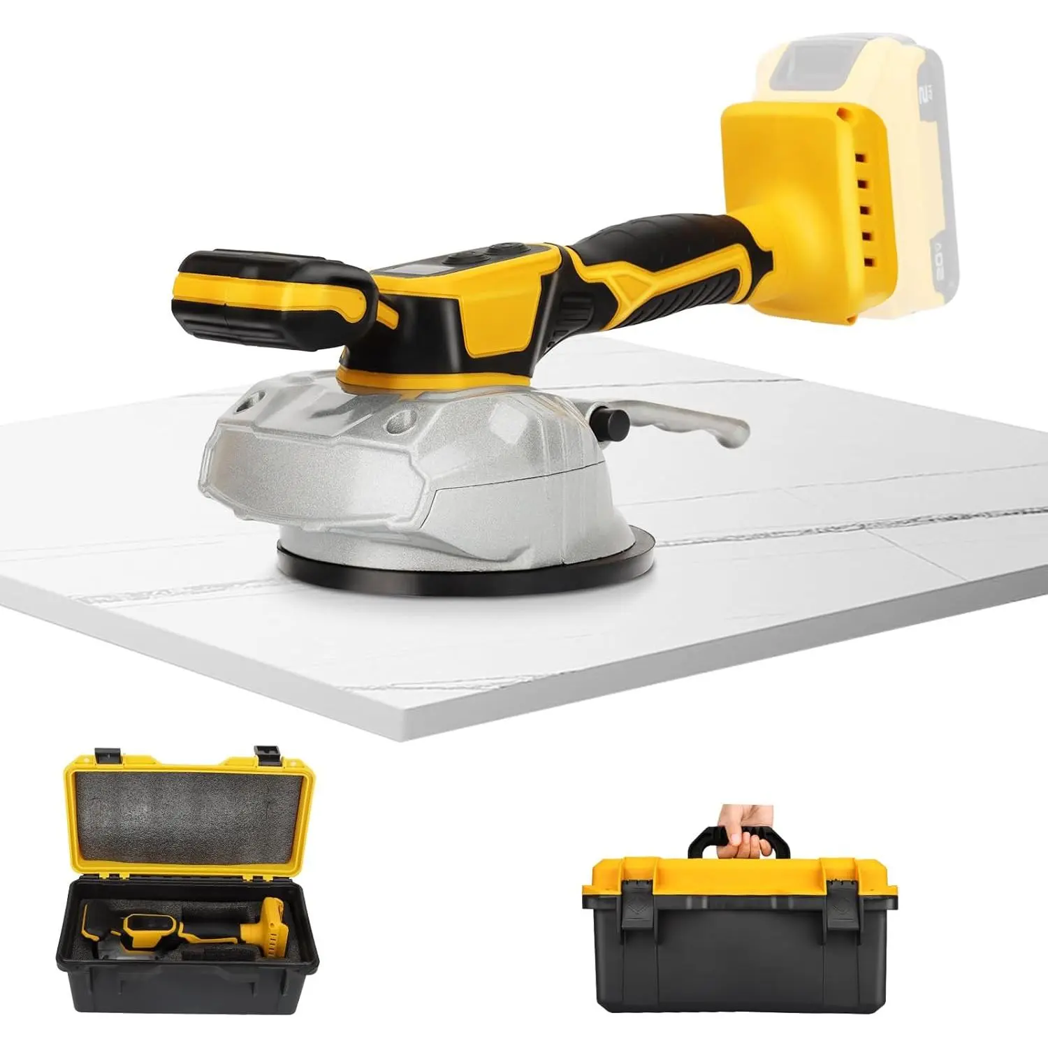 Tile vibration tool for 20V , tile vibration leveling machine with 8 Speed, Suction Cup, Digital Display,Max 25000r/Min, 150W Tile Suction Cup Tool for Floor Wall (Tool only) - TikTok Shop Tile vibration tool for 20V , tile vibration leveling machine with 8 Speed, Suction Cup, Digital Display,Max 25000r/Min, 150W Tile Suction Cup Tool for Floor Wall (Tool only) - TikTok Shop