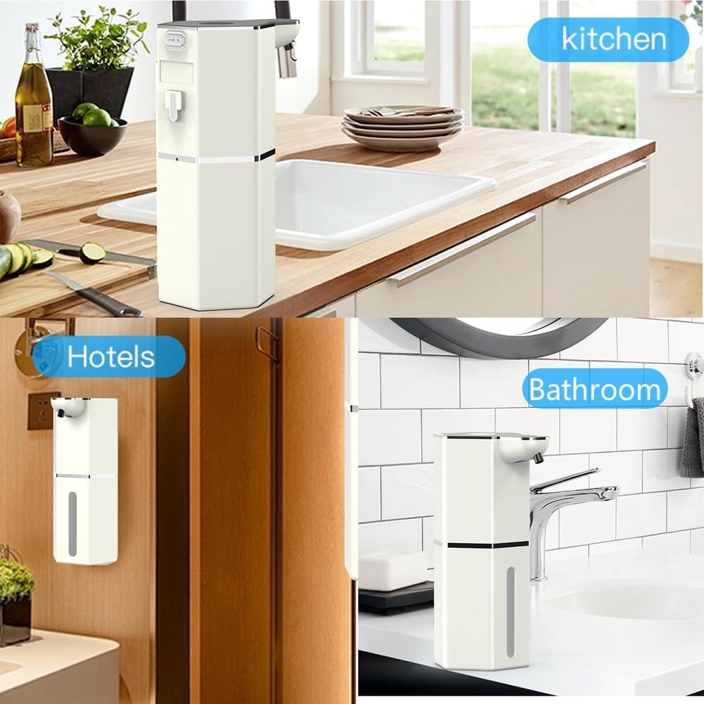 Foaming Soap Dispenser Automatic Touchless, USB Rechargeable 12oz Soap Dispenser, 4 Adjustable Levels Waterproof, Kitchen Gadgets Home Essentials, Bathroom Wall Hand Soap Dispenser Restroom Use