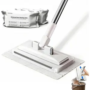 Snap Grip Mini Mop & Sweep Wall Cleaner for Tight Corners,Wall, Hardwood, Marble Floors,Pet Hair Removal for, 55" Extendable Lazy Mop-2 Reusable Cleaning Pads&1pcs Disposable