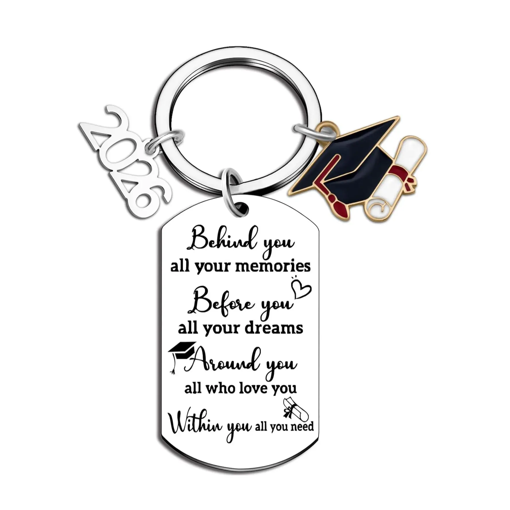 1PC 2026 Graduation Gifts for Her/Him, Class Of 2026 Graduation Keychain, for University College Middle High School Graduate 2026 Souvenir, for Senior Masters Degree Student，graduation season gift, Charms, Key Holders
