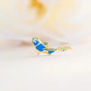 Solid Silver 16G Koi Fish Labret Stud Earring • Flat Back Earrings • Helix Earring • Tragus Earring • Cartilage Earring • Screw Back Studs