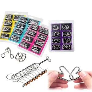 Fun Link Series Puzzle Set 8Pcs Metal Detachable Buckle Adult Stress Relief Fidget Toy Intellectual Puzzle Game Creative Gift