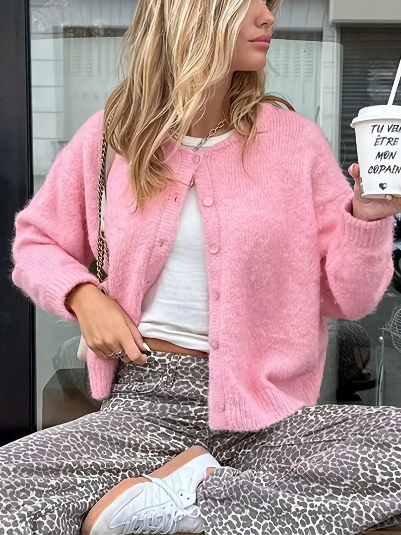 Women's Fashionable Short Knit Sweater Jacket, Casual Long Sleeve Outerwear for Spring Summer Fall Winter, Essential Daily Wear