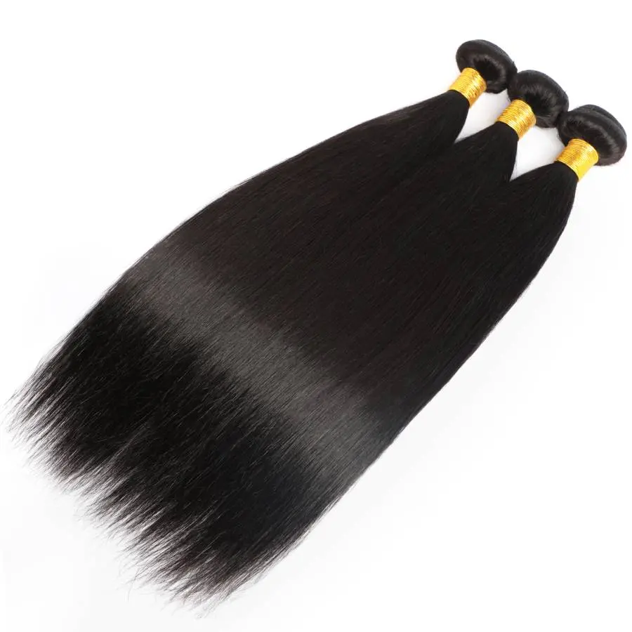 Straight Human Hair Bundles Brazilian Hair Bundles for Quick Weave Natural Black Color Traditional Sew in Extension 12A Unprocessed Human Hair 100% Tangle-free Re-wearable 1 3 4 Bundles