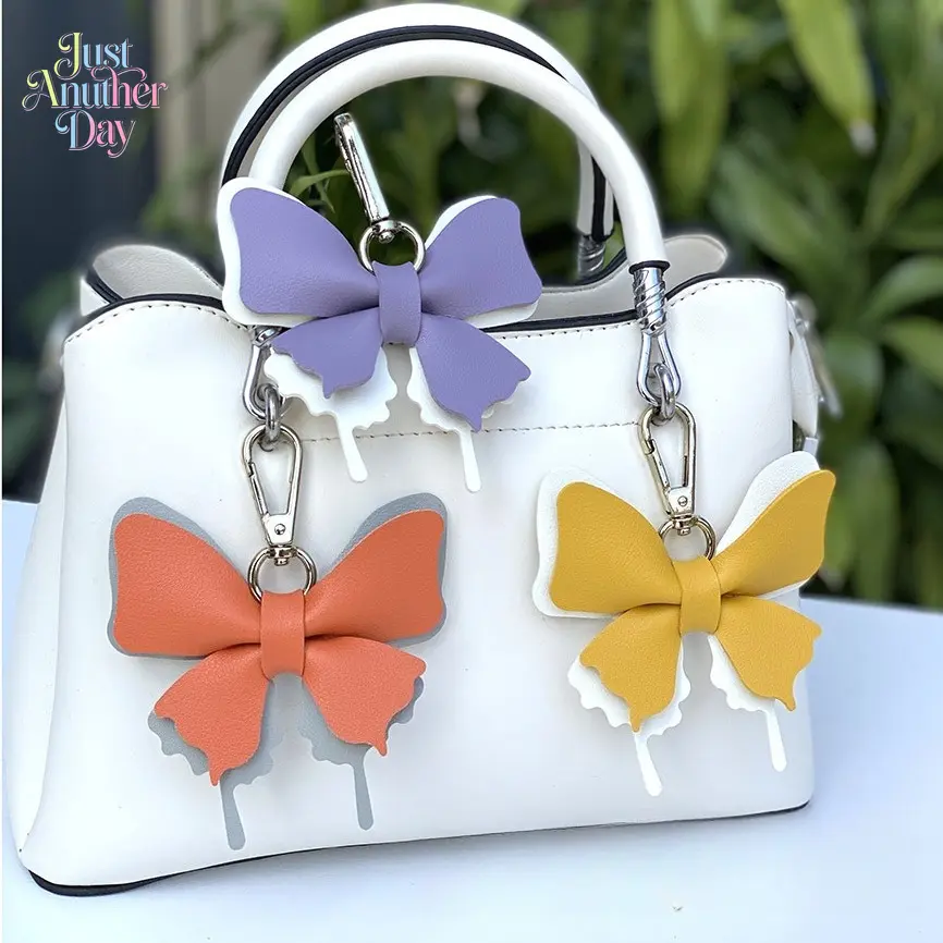 Layered Butterfly PU Leather Bag Charm, Colorful Butterfly Pendant with Detachable Metal Clasp, Cute All-Match Accessory for Handbags, Backpacks & Purses Layered Butterfly PU Leather Bag Charm, Colorful Butterfly Pendant with Detachable Metal Clasp, Cute All-Match Accessory for Handbags, Backpacks & Purses