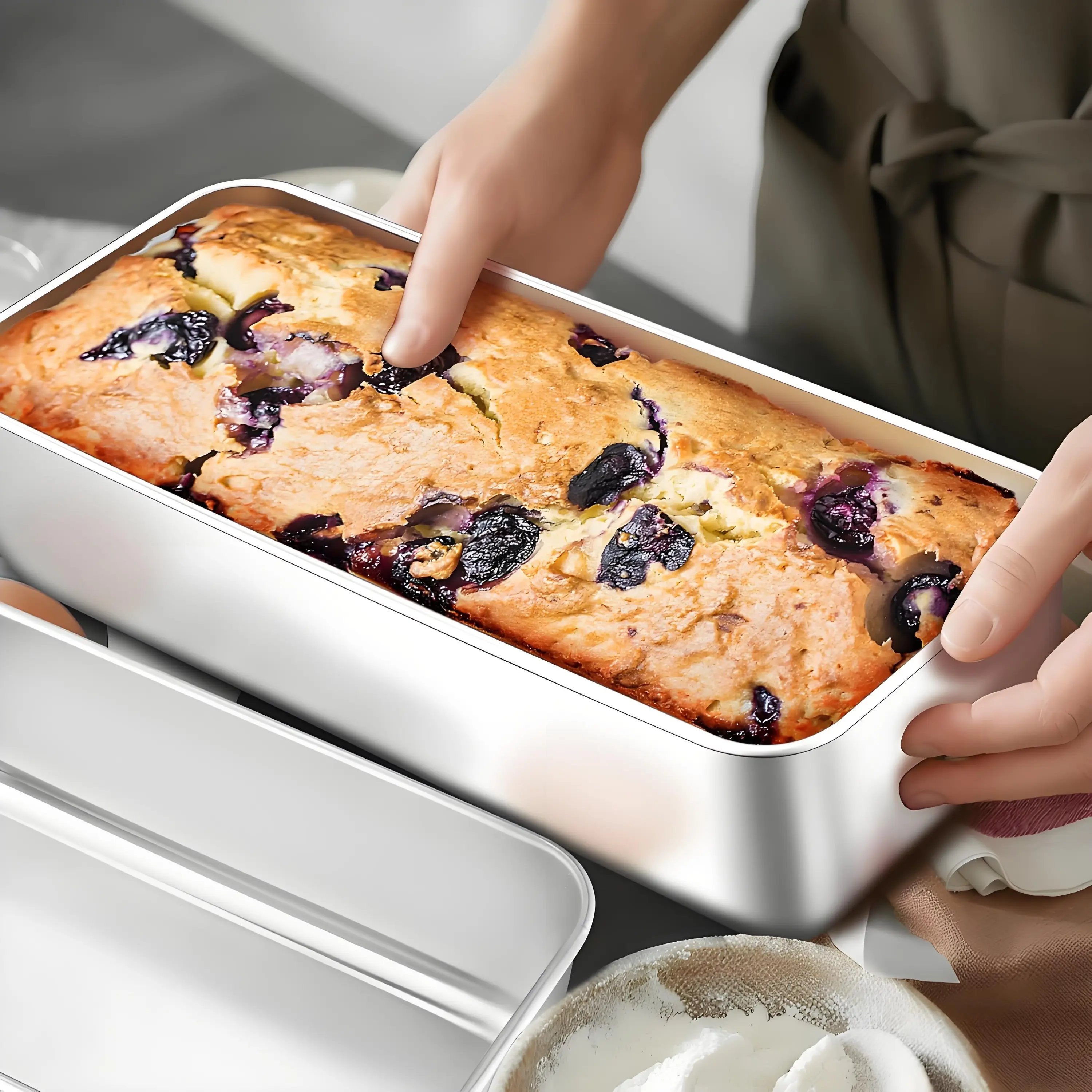 2pcs Set of Rectangular Bread Pans, 13X5 INCH Extra-large Tiramisu Molds, 304 Stainless Steel Metal Bread Pans.Suitable for Baking Bread, Cakes, and Toast.Dishwasher and Oven Safe, Durable for Both Commercial and Home Use