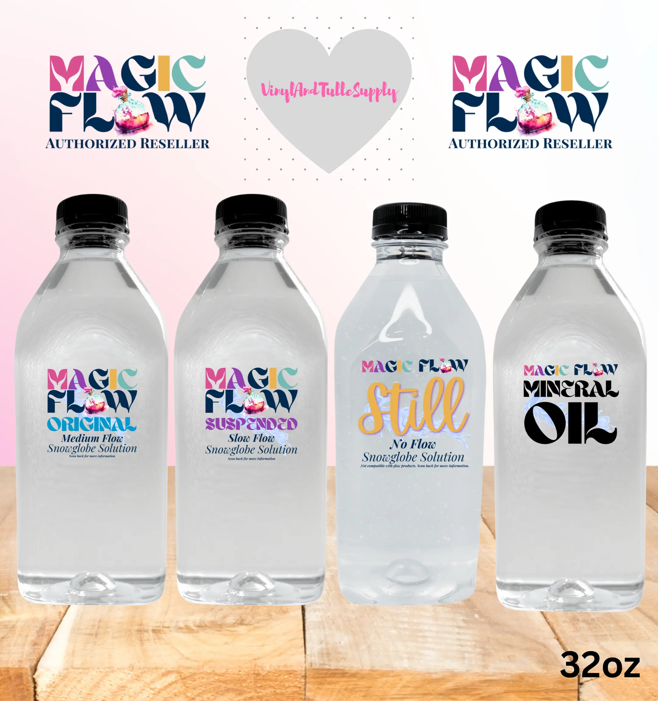 Magic Flow™ Premixed Glitter Snow Globe Crafting Solution Bundle for Water Bottles, 32oz Bottle