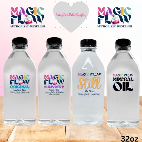 Magic Flow™ Original Premixed Glitter Snow Globe Crafting Solution Bundle - 32oz Craft Supplies, Tumbler-Ready Flow, Slow-Set Sparkle Solution Base for Drinkware Water Bottle Artists