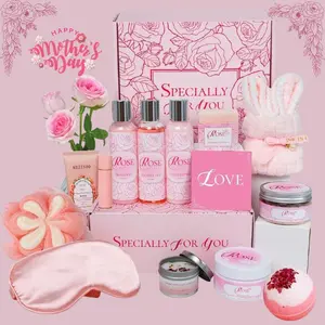 Skin Repair & Cosmetic 16‑Piece Bath Gift Set for Women – Rose Spa & Self Care Basket, Perfect Birthday & Valentine’s Day Gifts for Her, Mom, Sister, Wife, Friend