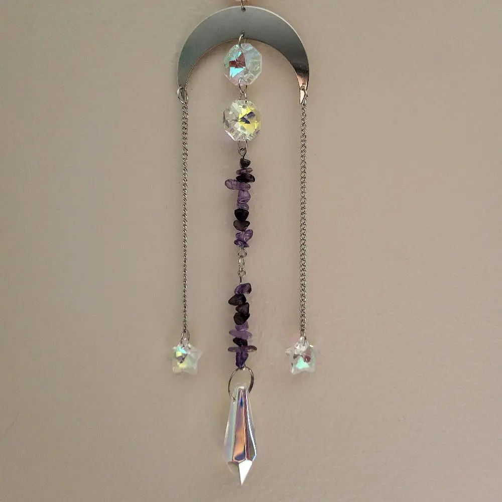 moon, star, and amethyst suncatcher