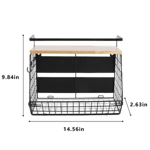 2 Tier Magnetic Shelf for Fridge with Wood Lid Fruit & Vegetable Storage Bins Spice Rack for Kitchen Organizers and Storage Large Container for Kitchen Countertop Pantry Laundry fruit basket