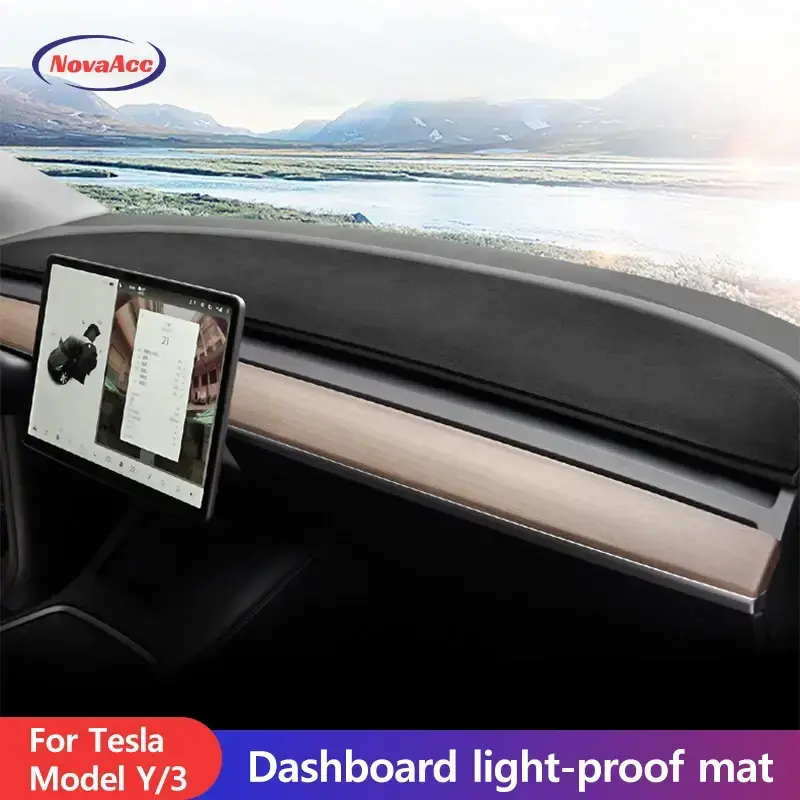 Dashboard Cover Tesla Model Y 3 Highland 2024 2023 2022 2021 Flannel Dashboard Pad Dashboard Decorative Interior Car Accessories