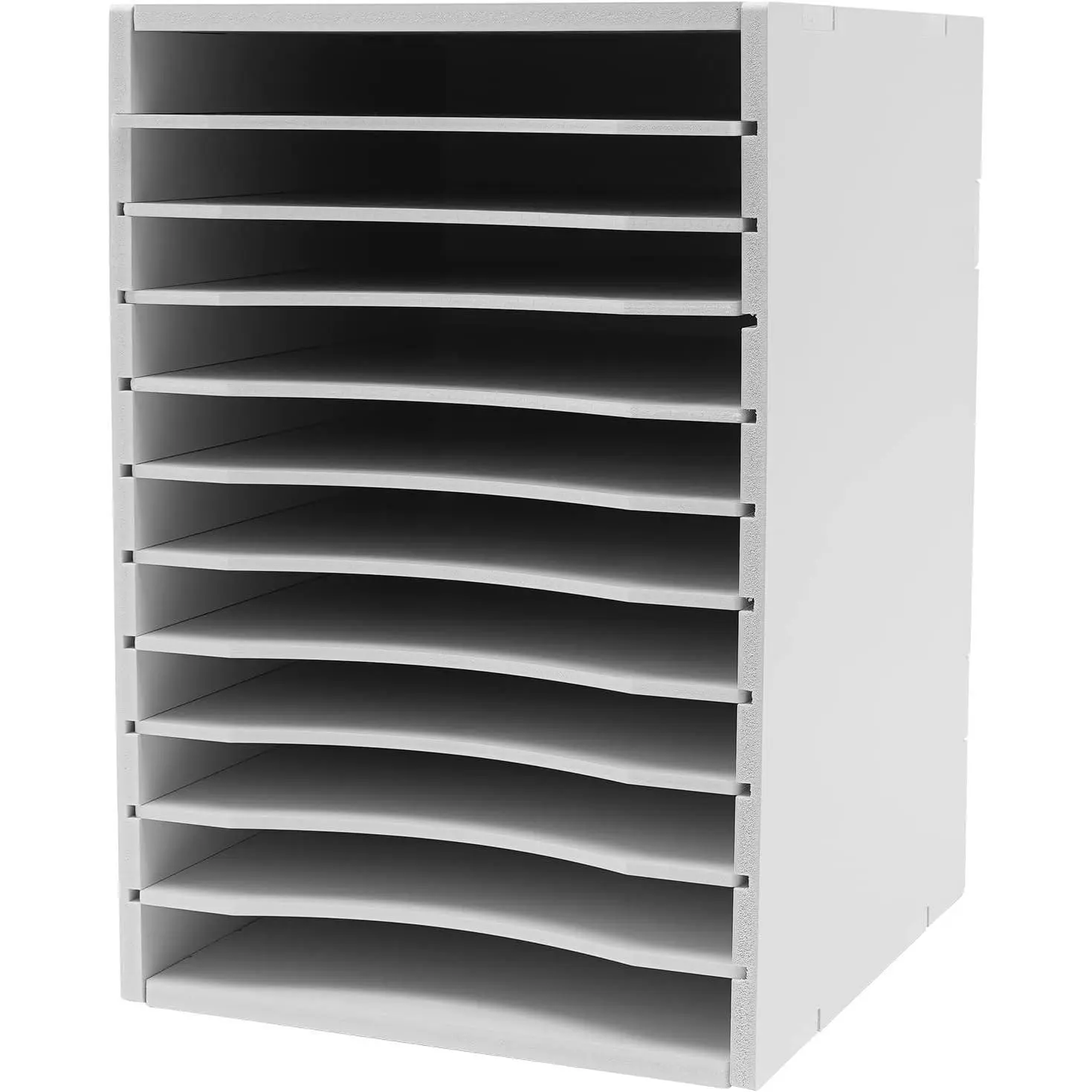 Vertical Desktop Sorter, 11 Slots Wooden Mail Organizer Vertical File Organizer, Paper Sorter Organizer with 11 Slots Adjustable, Construction Paper Storage Mailbox for Classroom Office, White