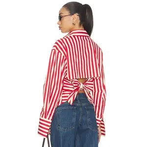 SIMONMILLER Loch Poplin Button Up in Venetian Red Stripe