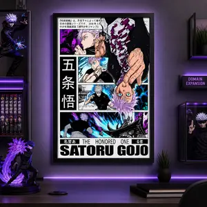 Minimalist Anime Sorcerer Canvas Wall Art Print, Manga Style Poster for Bedroom Living Room Office, Otaku Room Wall Decor, Apt Decor, Aesthetic Design, Modern Minimalist Design, Retro Wall Art, Canvas Prints, Birthday Gift Idea abstract