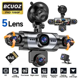 Bcuoz 5-Channel 360° Dash Camera System, 1080P Full HD, Night Vision, Wdr, G-Sensor, Includes 64GB SD Card, Night Vision Dashcam, Automotive Dashcam, Car Accessories