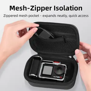 DJI Action 5 Pro/4/3 Drone Carry Case - Hard Shell Protective Storage Bag with Rabbit Cage Design, Lightweight Faux Leather & Ergonomic Handle, Compatible with Action 5 Pro/4/3 Action Camera, Travel-Friendly Protective Case for Accessories & Drone Storage