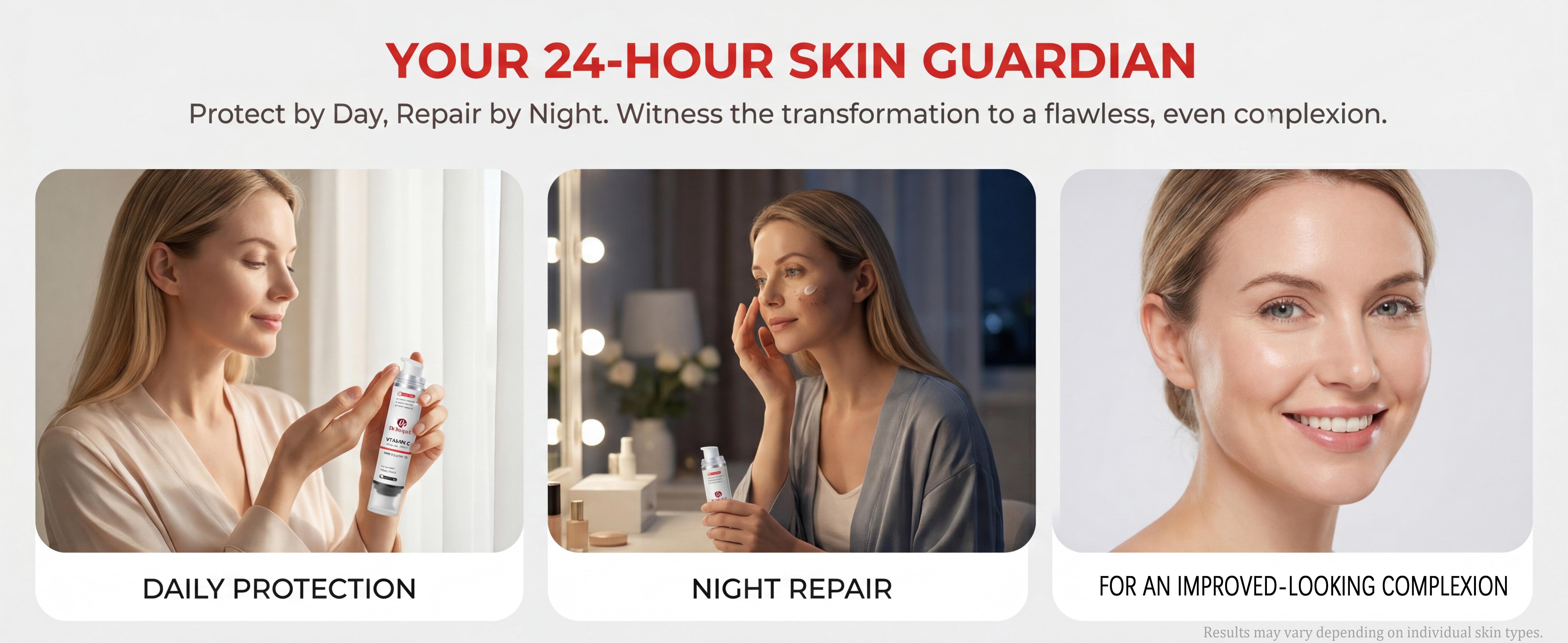 Dr.Mopick Dual Chamber Vitamin C Skincare Cream, Brightening Day and Night Serum with Tranexamic Acid and Niacinamide for All Skin Types, Long-Lasting Hydration