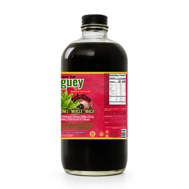 Viral Jugo De Maguey  + Muicle + Maca + Black Garlic - Antioxidant Healthcare Dietary Vitamin Edible Supplement 100% Natural & Artesanal 32 Fl. Oz.