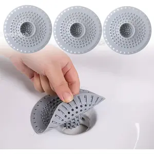 Silicone Bathtub Drain Hair Catcher – 3PCS Shower Drain Protector for 1.48" to 1.76" Regular Drains – Easy-to-Clean and Reusable Grey