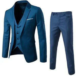 Men's Assorted Colors 3-Piece Slim Fit Suit Set | Blazer Vest Pants Formal Wear | Soft Tailored Fabric | Trendy Elegant Versatile Wedding Business Dinner Occasion Mens Outfit Essentials suit