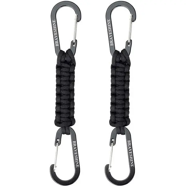 BRAVESHINE Paracord Keychain Carabiner Clip, D Ring Lanyard Hanger Stroller Hook for Water Bottle, Key, Backpacks, Men, Women