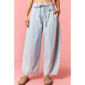 Belted Barrel Pants