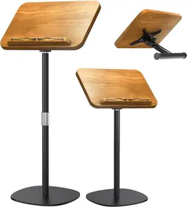 2-in-1 Dual-use Floor & Desktop Book Stand,  Solid , Height Adjustable from 16.5" to 51", Floor Reading Stand with Page Clip for Cookbooks, Sheet Music, Projector (with a T-Shaped)