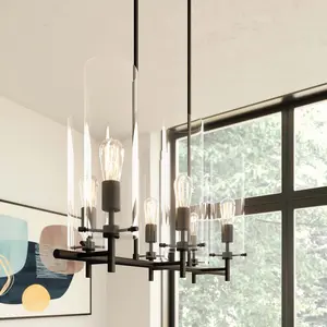 Modway Skylark 6-Light Chandelier in Clear Black