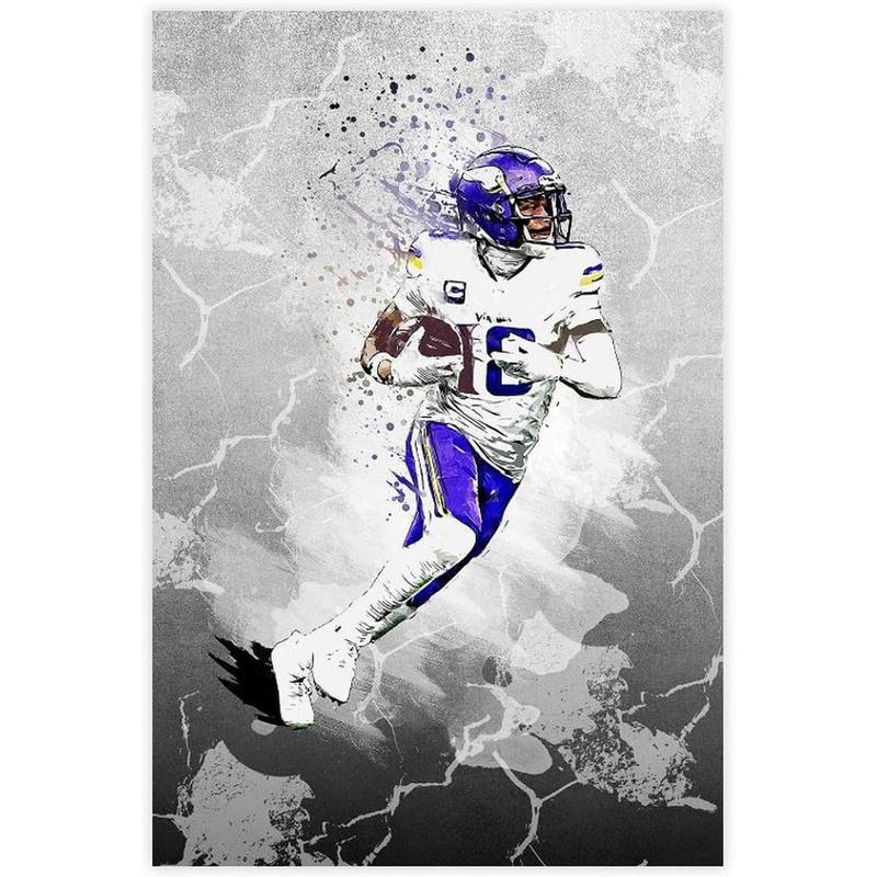 Justin Jefferson Canvas Poster Wall Art Decor Print Picture Paintings for Living Room Bedroom Decoration