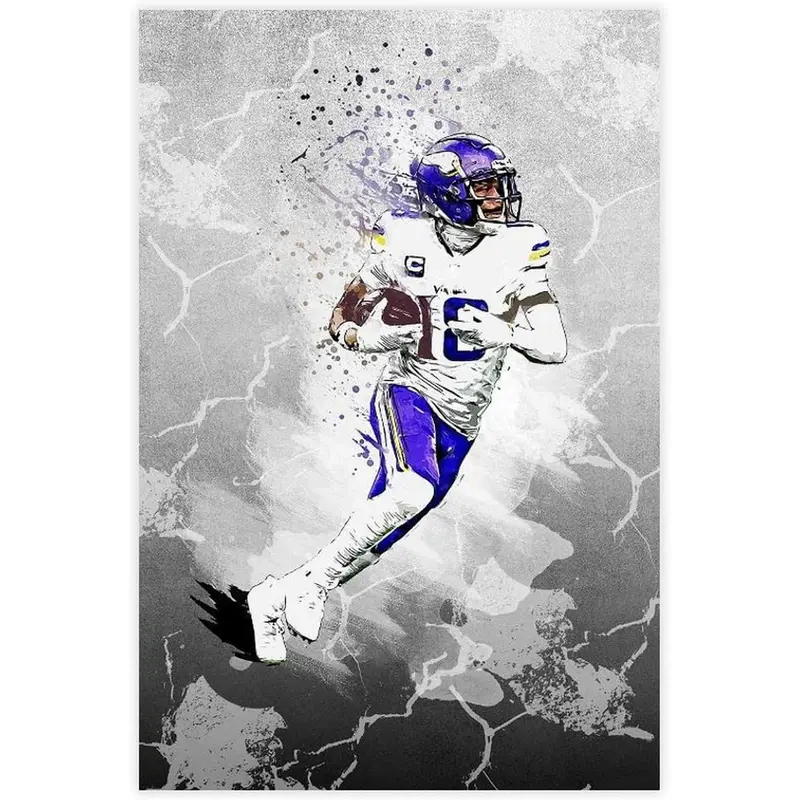 Justin Jefferson Canvas Poster Wall Art Decor Print Picture Paintings for Living Room Bedroom Decoration