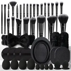Makeup Brush Set (47pcs/set), Makeup Sponges & Puffs & Brush Cleaner Bowl & Headband & Wristbands & Facial Cleansing Sponges, Professional Makeup Tools for Women, Cosmetic, Makeup Brushes Kits
