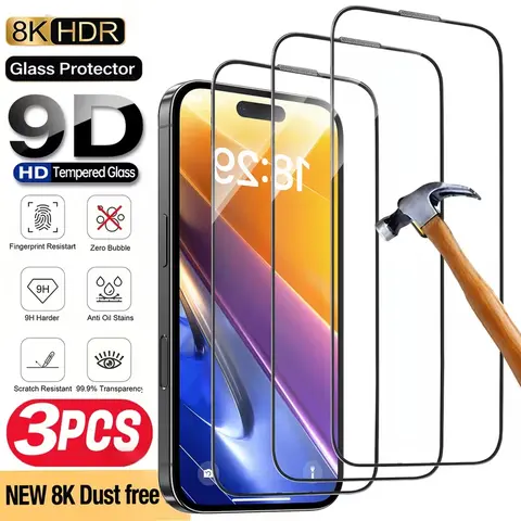 3pcs Ultra HD 9H+ Tempered Glass Full Coverage Screen Protectors for iPhone 11-18 Series (Pro/Pro Max/Plus, 6.1in) - Multi-Model Cellphone Smartphone Accessories, Shatterproof, Shockproof, Explosion-Proof