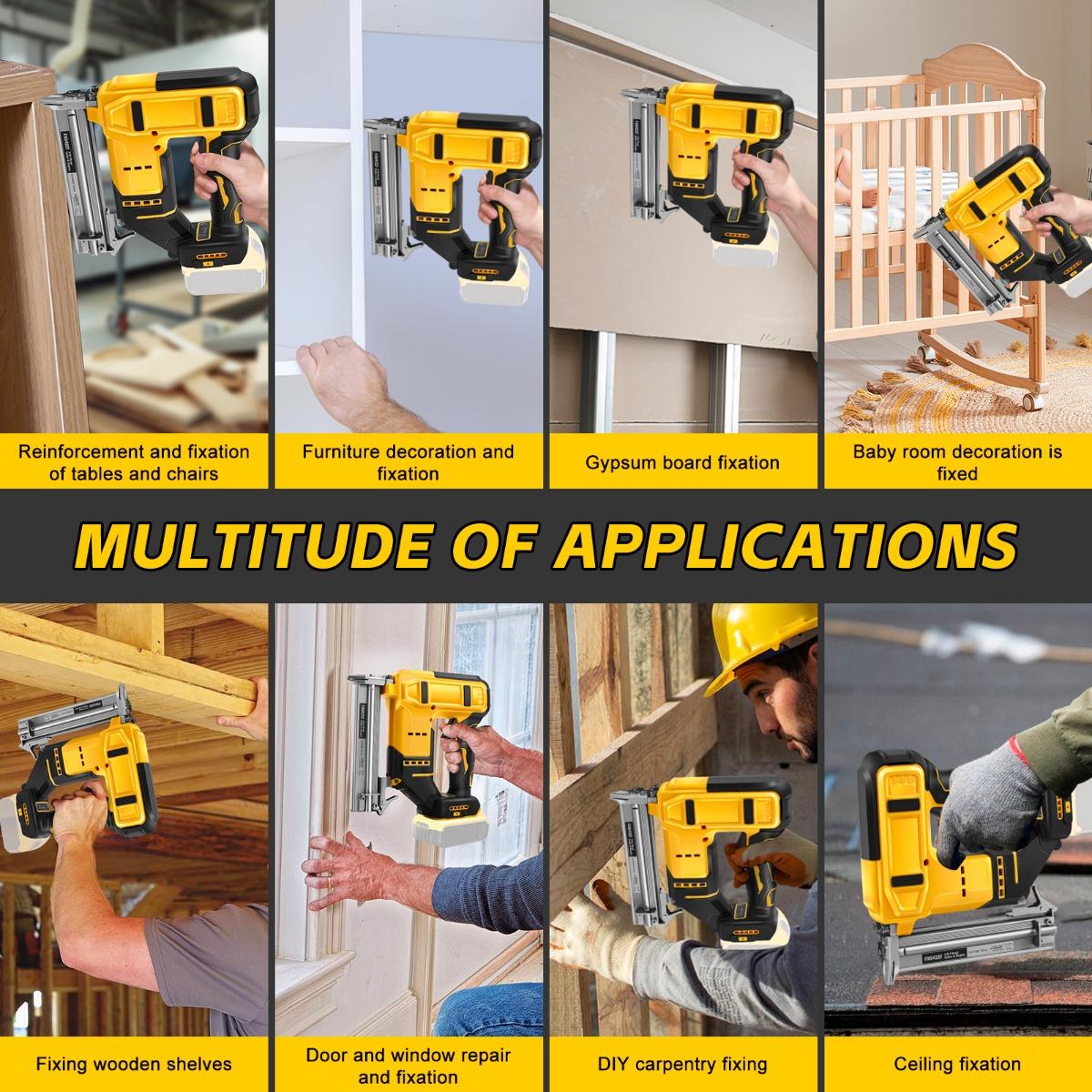 18GA Cordless Brad Nailer Compatible with DeWalt 20V MAX Battery – 2-in-1 Nail & Staple Gun with 2000 Nails for Trim, Woodworking & DIY (Tool Only)