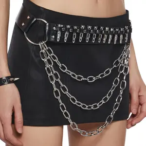 Y2K Studded Belt in Punk Style, Vintage Black High-Quality Belt, Versatile for Dresses And Jeans, a Fashionable Accessory. Waist Chain Body Chain