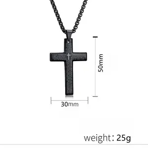 3PCS Trendy New Stainless-Steel Necklaces, Male and Female All-Match Titanium Steel Cross Pendant Ornament, Engraved with Words