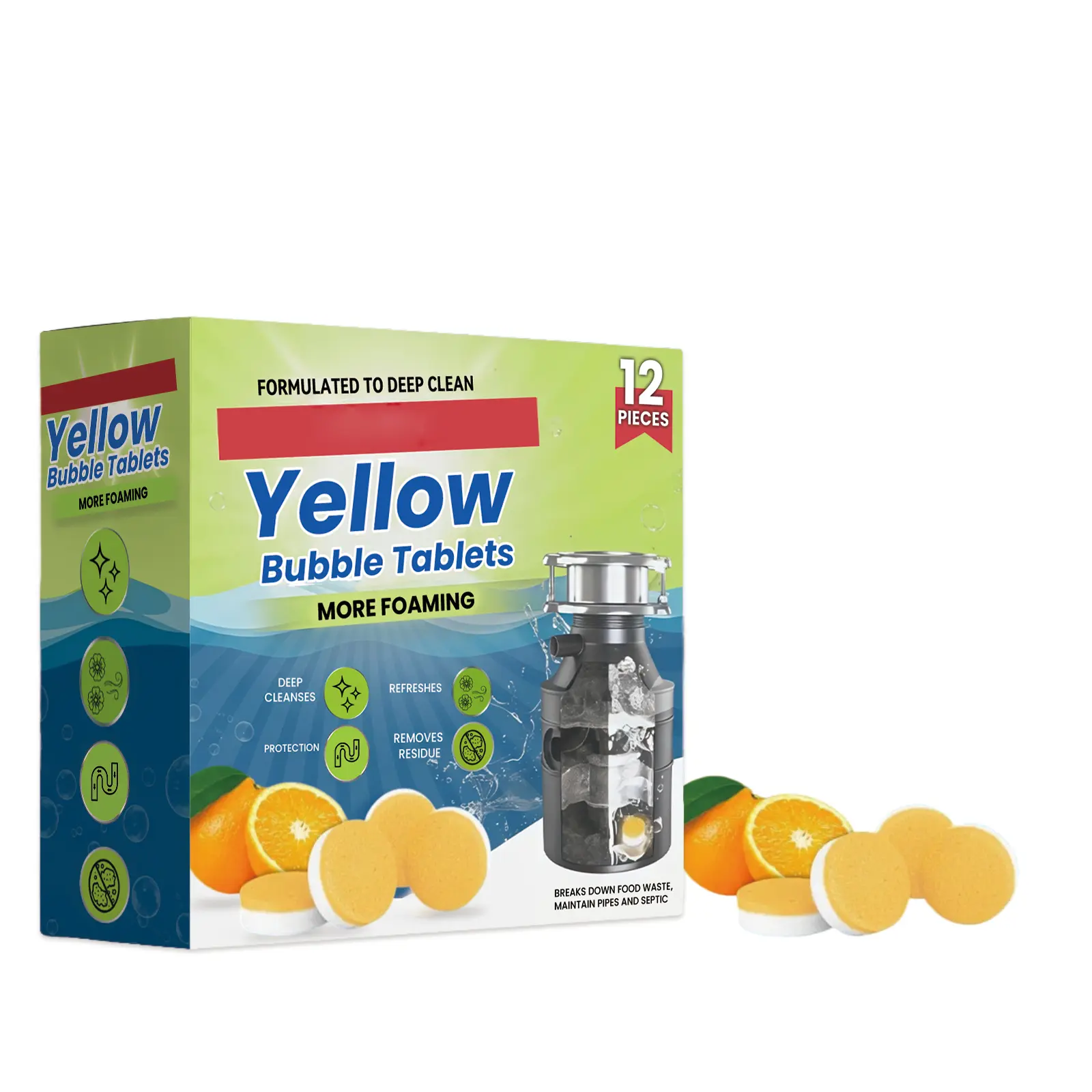 Drain Cleaning Tablets Household Pipe Unclogger Dissolve Hair Grease Blockages Clear Sewer Drain Clogs Multi-Purpose Pipe Maintenance Tabs Viral CleanTok Household Plumbing Care Supply