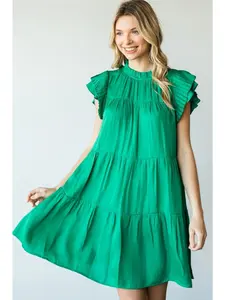 Green Tiered Mini Dress